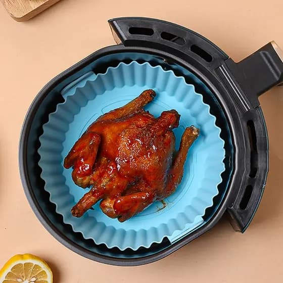 Forma Para Fritadeira Air Fryer Forno / Microondas Em Silicone Redondo para Cozinha