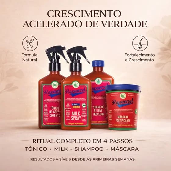 Lola Kit Rapunzel Linha de Crescimento - Shampoo + Máscara + Tonico + Milk
