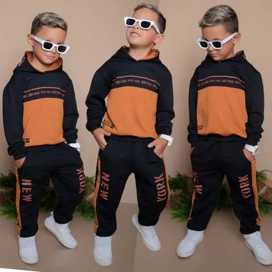 Conjunto Infantil Menino MOLETINHO Meia Estação Inverno Lançamento Blusa e Calça do 2 ao 14 anos