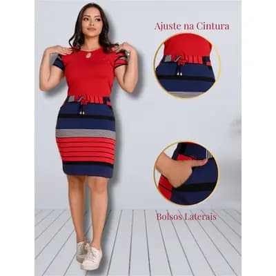 Vestido Feminino Malha Viscolycra Ótimo Caimento Manga Escamada Premium