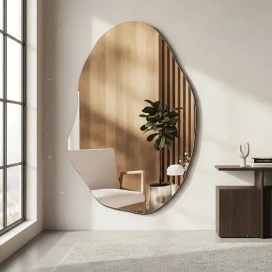 Espelho Orgânico Lapidado Grande Sem Moldura Decoração Quarto Banheiro Sala