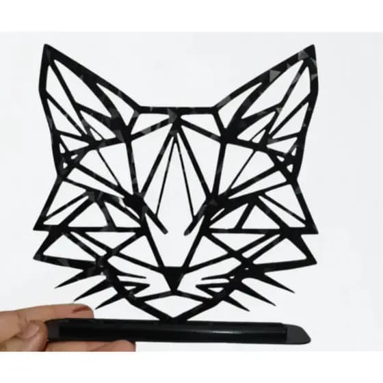 Escultura de Gato Geométrico em PLA – Decoração de Parede | Impressão 3D | Estilo Low Poly