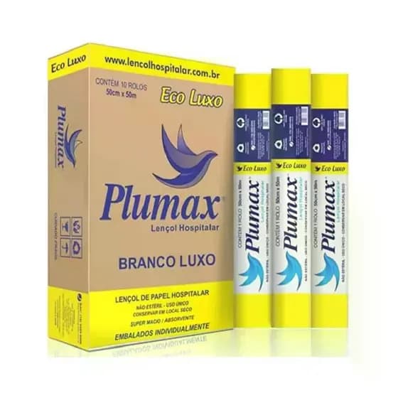 10 Rolos Lencol Desc Papel para Maca Economico Plumax 70x50