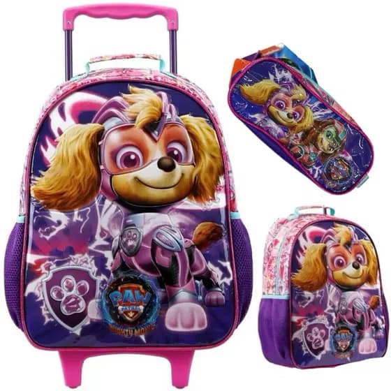 Kit mochila com rodinhas patrulha canina infantil