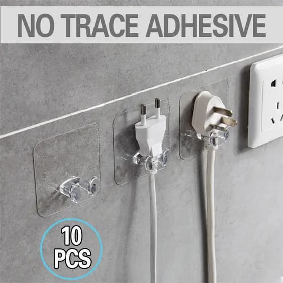 10/20/30 pçs Gancho Adesivo De Plástico Transparente Com Plugue Forte Para Cozinha, Banheiro