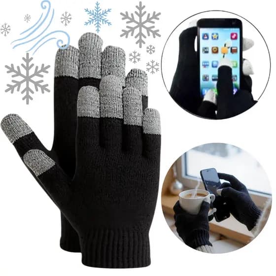 Luva de Frio Touch Screen Lã Motoboy Trabalho - Mexer no Celular Tablet Masculina Feminina Unissex