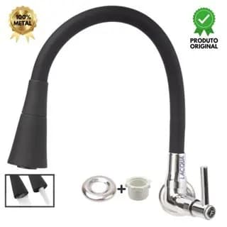 Torneira de Cozinha Gourmet Cone Black Parede Luxo 100% Metal
