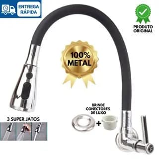 Torneira Cozinha Gourmet Parede Ducha 3 Funções Metal 100%