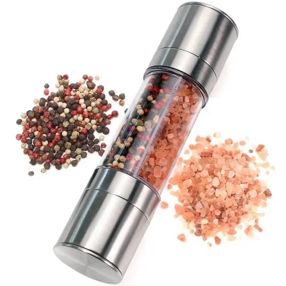Moedor de Pimenta E Sal Grosso Triturador Manual Duplo 2 em 1 Gourmet Aço Inox Tempero Pequeno