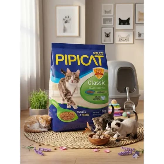 Areia Para Gatos Pipicat 12 kg Classic, Seu gato merece o melhor cuidado.