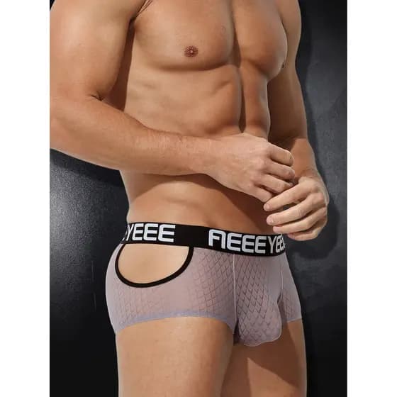 2026 novo estilo roupa interior boxer masculino lado aberto tecido seda gelo Ultra-fino sem costura respirável sensação