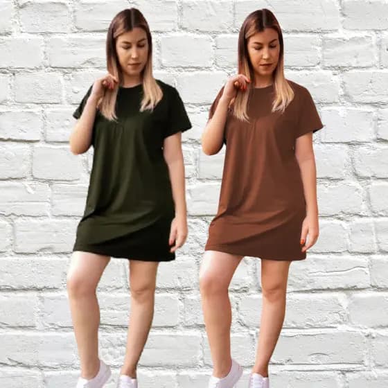 Kit 2 Vestidos Camisetão Blusão Básico Casual Soltinho Despojado Premium Plus Size