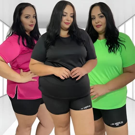 Kit 3 Blusas Feminina Dry Fit Plus Size Academia Moda Fitness Básica Caminhada Lisa Camiseta