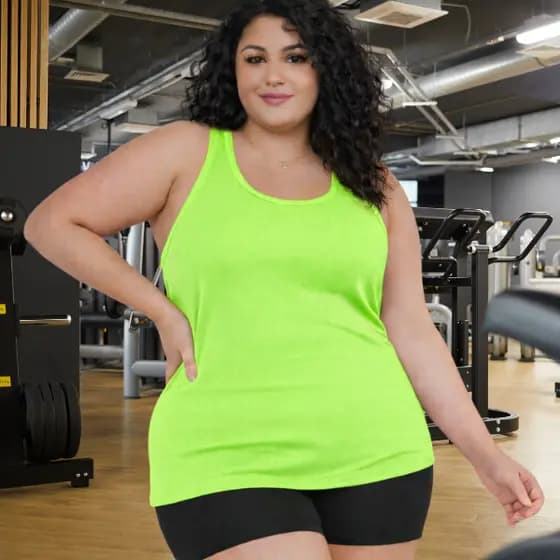 Camisa Regata Dry Fit Plus Size Feminina Esportiva Academia Secagem Rápida Tamanho Grande Até G5
