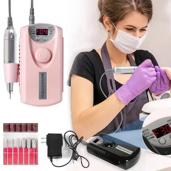 Lixadeira Motor Portátil 35.000 Rpm Bivolt De Unhas Micro Profissional Sem fio