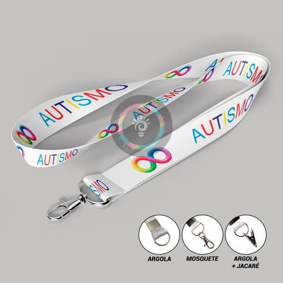 Cordão de Identificação Autismo Infinito Colorido Porta Crachá