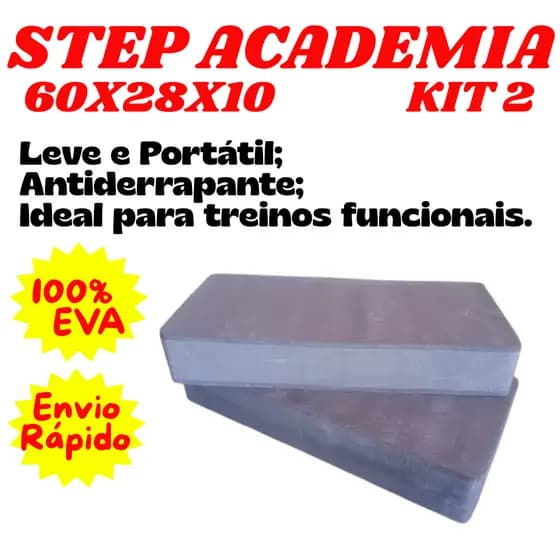 STEP DE ACADEMIA KIT 2 60X28X10 EVA FITNESS AERÓBICO CROSSFIT ESPORTE