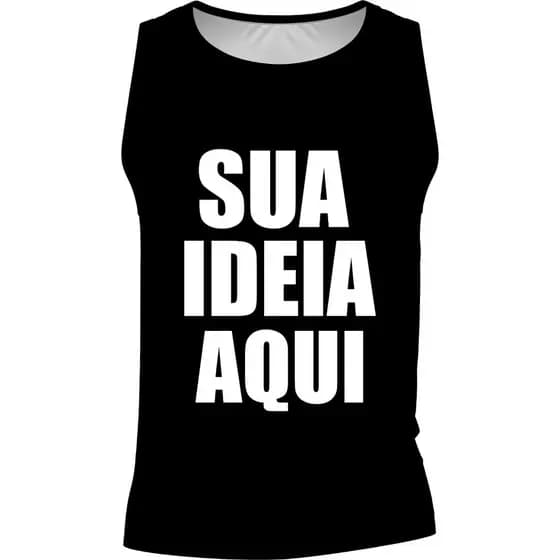 Camiseta Camisa Cavada Regata Masculina Personalizada Sua Ideia Aqui Logo Estampa Academia