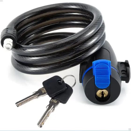 Trava Cabo De Aço Cadeado Segurança Bike Moto Com Chave Espiral Anti-Roubo Com suporte