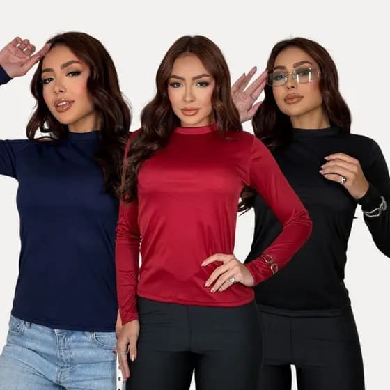 Blusa Manga longa Basica Lisa segunda pele inverno forro duplo