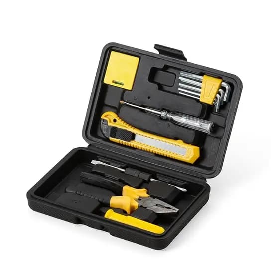 Kit Jogo de Ferramentas com Maleta Reforçada - 11 Peças - Chave Trena Estilete Alicate Chave Phillips e Fenda