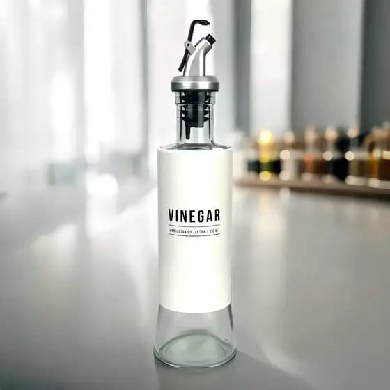 Porta Vinagre Vinagreiro Vidro Manhattan Branco 310ml p/ Temperar Alimentos, Saladas e Comidas na Cozinha Prática