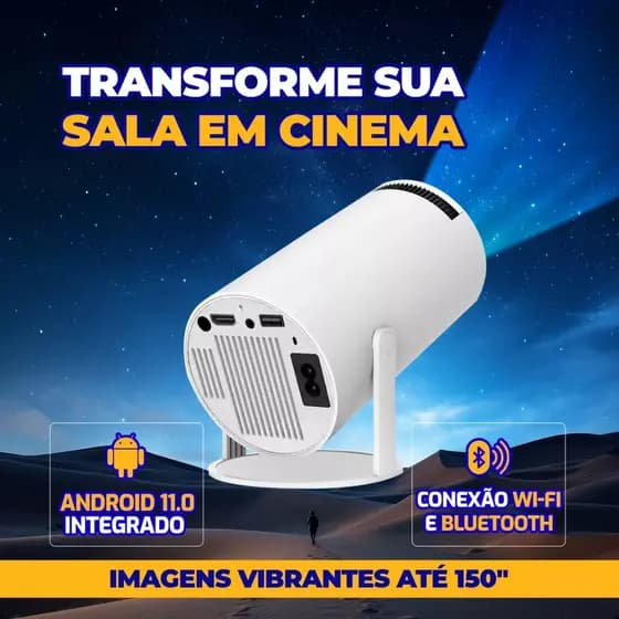 Mini Projetor Portatil Wi-Fi Bluetooth HD-4K Bivolt Cinema em Casa - BM-F1012