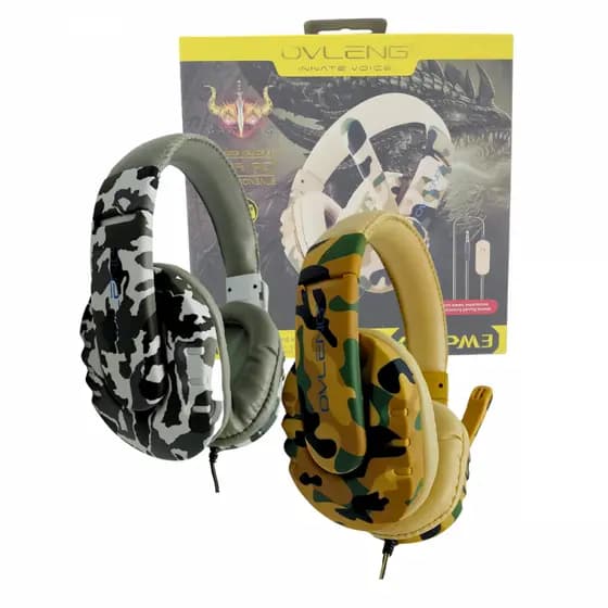 -- Fone De Ouvido Gamer Pro Headphone com Microfone P2 Camuflado Profissional Ovleng OV-PM3