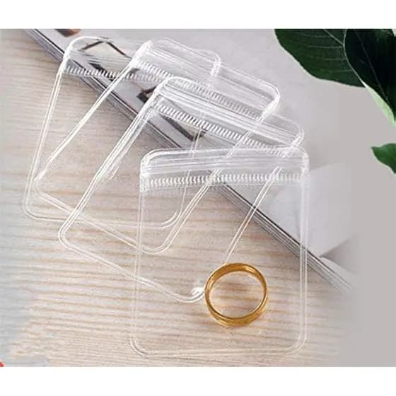 100 Sacos Transparentes de PVC com Fecho Automático para Joias