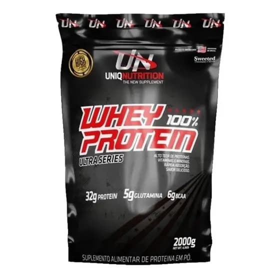 Whey Protein 100% Isolado 2Kg 6g Bcaa 5g Glutamina 32g 2 Kg Uniq