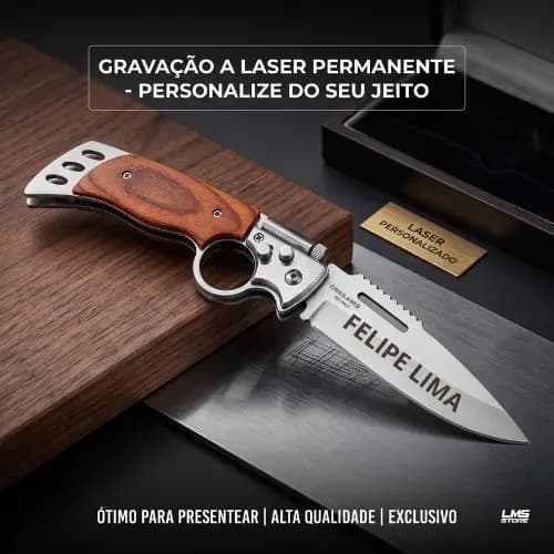 Canivete de Bolsa Portátil Resistente Multifuncional Pesca Cozinha Esportivo Com Mini Led, PERSONALIZADO