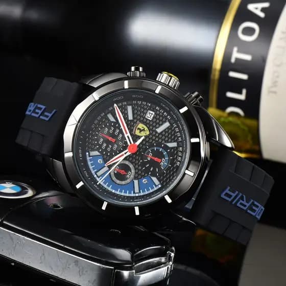 Relógio masculino relógio de quartzo de seis ponteiros relógio FERRARI relógio de marca superior da moda