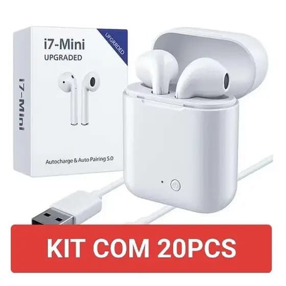 Kit 5 10 e 20 Fone de Ouvido Bluetooth I7-Mini Branco - Altomex
