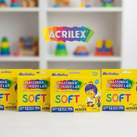 12/24/36 Massinhas De Modelar Soft Acrilex - 12 Cores Vibrantes Não Tóxica Infantil Escolar