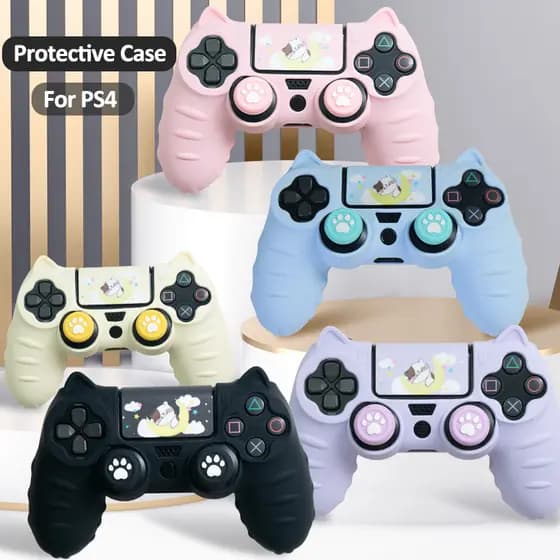 Para PS4 Spot Goods Cat Paw Silicone Protetor Macio Adesivo Pele Sony Dualshock 4 DS4 PS4 Slim Pro Controlador Caso Pole