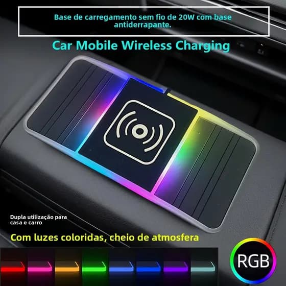Carregador sem fio para carro 20W, almofada de carregamento para carro, almofada antiderrapante, acessórios modificados,