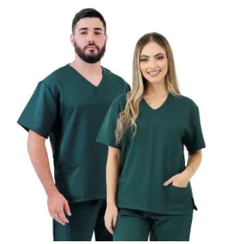 Camisa de Pijama Cirúrgico Plus Size Unissex - BORDADO GRÁTIS - Profissionais