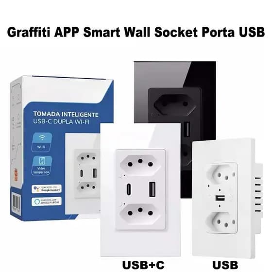 Tomada Wifi Inteligente 4X2 Usbc Alexa Google Tuya App Smart Novadigital