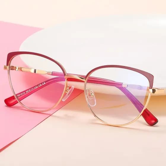 Óculos De Metal Para Crianças Anti-Azul Luz Kids Fashion Cat Eye Spectacles Armação Óptica Dobradiça De Mola