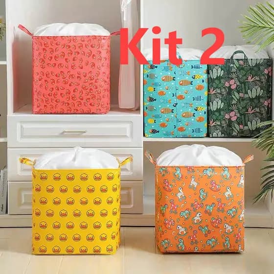 Kit 2 Cor Aleatorio Cesto Extra Grande Para Armazenar Roupas e Colchas / ANA