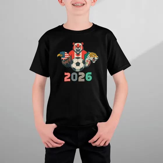 Camiseta Infantil Adulto Copa do Mundo 2026 Aguia Urso Onça 100% Algodão Premium