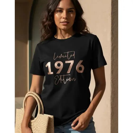 Camiseta Feminina Edição Limitada 1976 Moda 100% Algodão Premium
