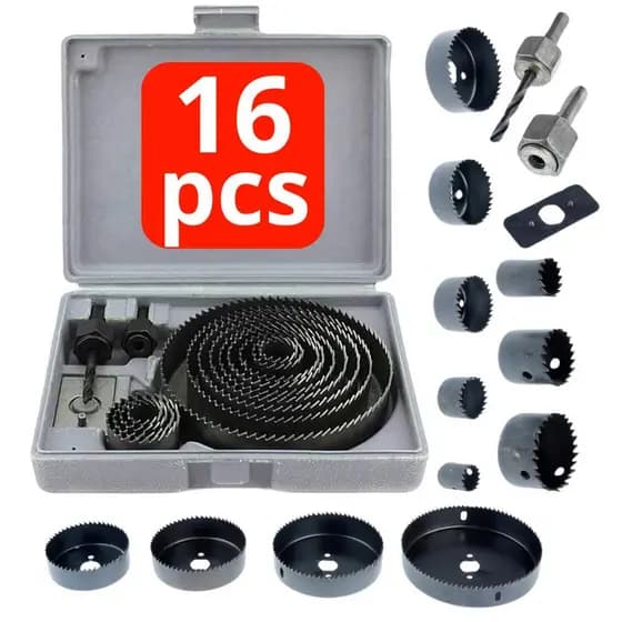 Serra Copo Para Madeira Gesso Pvc Plástico Kit 16 Pecas Jogo 19 a 127mm 16 unidades