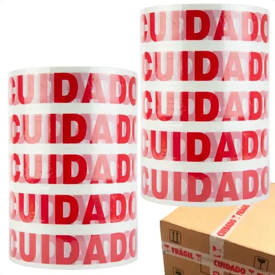Kit 10 Fitas Cuidado Frágil Durex 500 Metros Embalagens Larga Caixas Adesiva Alta Aderência