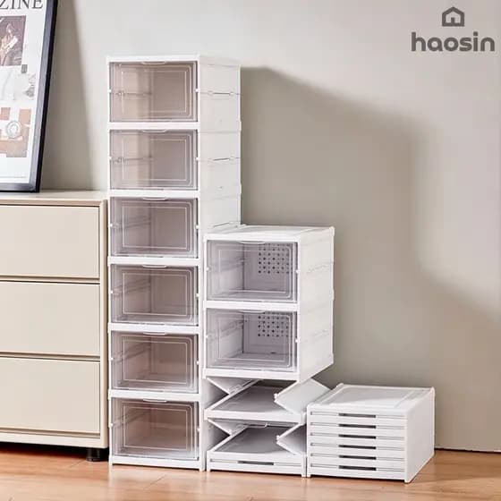 HAOSIN 6 Camadas Caixa De Sapateira Organizadoras Para Sapatos Tênis Empilhável Tampa Flip
