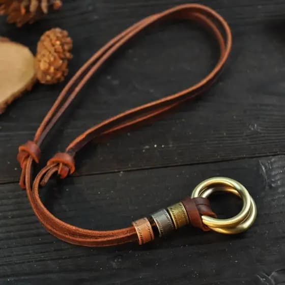 Colar De Couro Masculino E Feminino Com Pingente De Corda 8B23