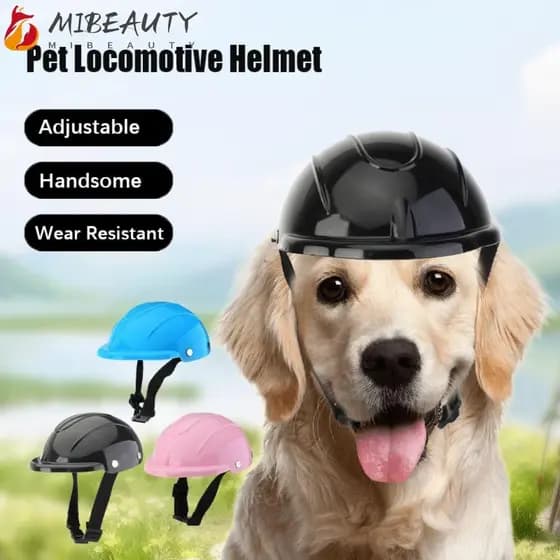 MIBEAUTY Capacetes Para Cães De Estimação , Arnês De Plástico Ajustável Motocicleta De Animais Capacete De Segurança Bon