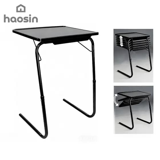 Haosin Mesa de Apoio Preta Dobrável para Notebook Home Office e Cama 3 Níveis de Altura