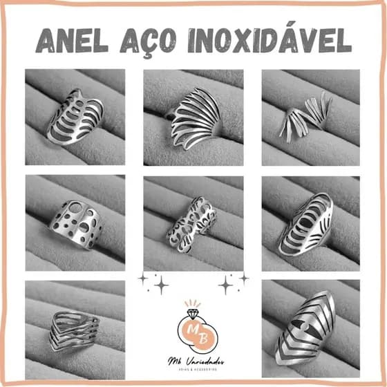 Anel Aço Inoxidável Feminino Hipoalergênico - Anel Feminino formato geométrico