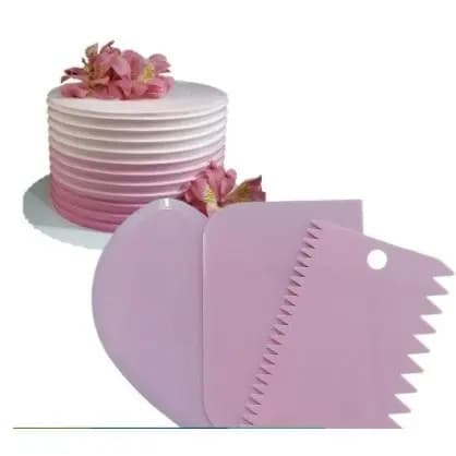Kit 3 Espatula Decorativa Profissional Para Bolo Chantilly Cobertura Creme Recheio Formas Bolo Redonda